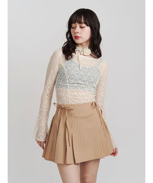 jouetie（ジュエティ）の「【FRUITSZIPPER鎮西寿々歌】リボンプリーツスカート（スカート・レディース・ベージュ・MEDIUM）」の6枚目の写真