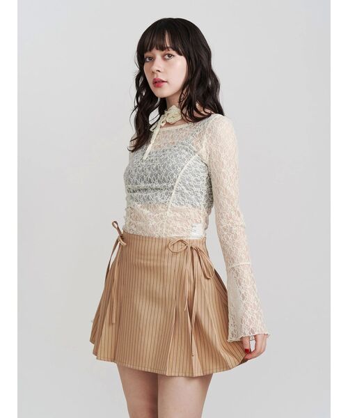 jouetie（ジュエティ）の「【FRUITSZIPPER鎮西寿々歌】リボンプリーツスカート（スカート・レディース・ベージュ・MEDIUM）」の7枚目の写真