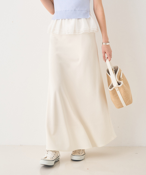 EMMA　ROUGE VIF（エマルージュヴィフ）の「【一部店舗限定】バイヤスロングスカート（スカート・レディース・グレイッシュベージュ/ホワイト・34/38/36）」の7枚目の写真