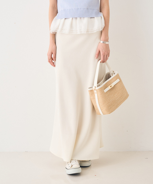 EMMA　ROUGE VIF（エマルージュヴィフ）の「【一部店舗限定】バイヤスロングスカート（スカート・レディース・グレイッシュベージュ/ホワイト・34/38/36）」の12枚目の写真
