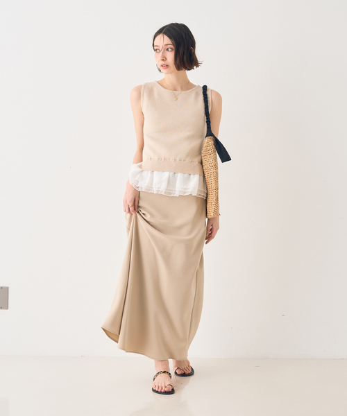 EMMA　ROUGE VIF（エマルージュヴィフ）の「【一部店舗限定】バイヤスロングスカート（スカート・レディース・グレイッシュベージュ/ホワイト・34/38/36）」の18枚目の写真