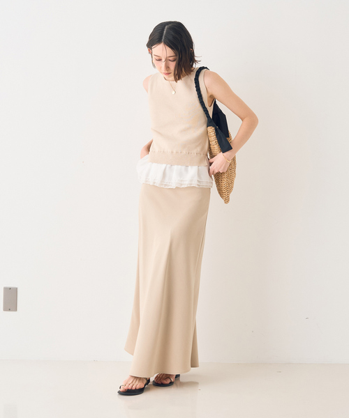 EMMA　ROUGE VIF（エマルージュヴィフ）の「【一部店舗限定】バイヤスロングスカート（スカート・レディース・グレイッシュベージュ/ホワイト・34/38/36）」の19枚目の写真