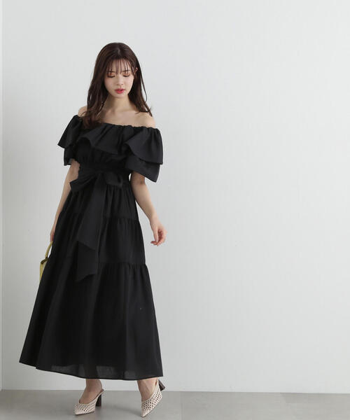 PROPORTION BODY DRESSING(プロポーションボディドレッシング)の「<E>オフショルティアードワンピース / 1215147401(ワンピース・レディース・ブラック/レッド・MEDIUM/SMALL)」の6枚目の写真