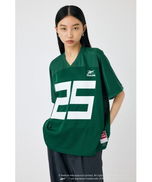 MOUSSY(マウジー)の「REEBOK NUMBER MESH Tシャツ(Tシャツ/カットソー・レディース・ブラック/ダークグリーン・FREE)」の4枚目の写真