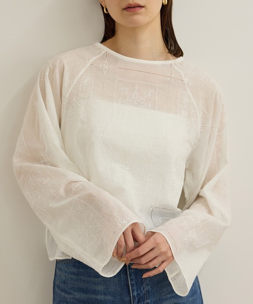 ROPE'(ロペ)の「コットンエンブロイダリーレース刺繍ブラウス(シャツ/ブラウス・レディース・ホワイト・FREE)」の8枚目の写真