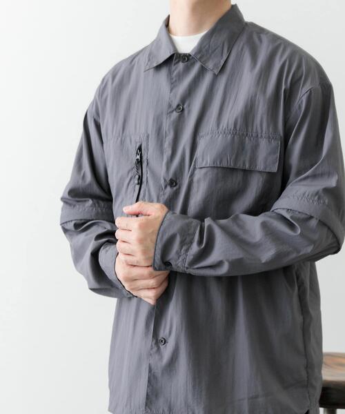 ITEMS URBANRESEARCH（アイテムズ アーバンリサーチ）の「『セットアップ対応』スーパーライトナイロン2wayシャツ（シャツ/ブラウス・メンズ・チャコールグレー/ブラック・MEDIUM/LARGE）」の11枚目の写真
