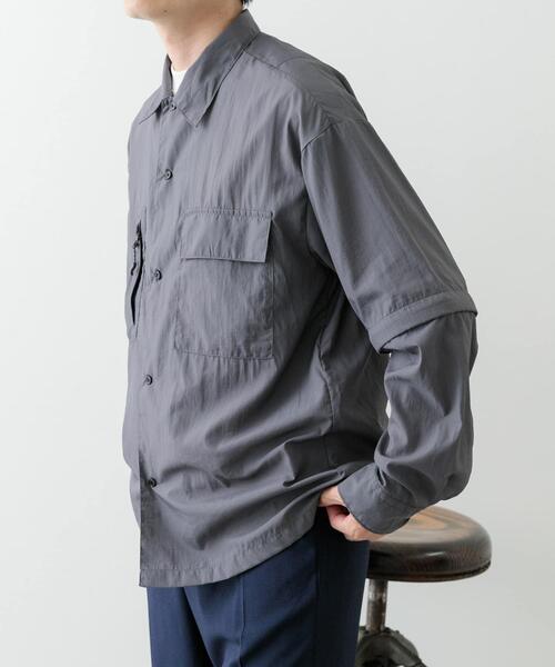 ITEMS URBANRESEARCH（アイテムズ アーバンリサーチ）の「『セットアップ対応』スーパーライトナイロン2wayシャツ（シャツ/ブラウス・メンズ・チャコールグレー/ブラック・MEDIUM/LARGE）」の12枚目の写真
