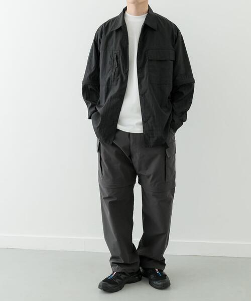 ITEMS URBANRESEARCH（アイテムズ アーバンリサーチ）の「『セットアップ対応』スーパーライトナイロン2wayシャツ（シャツ/ブラウス・メンズ・チャコールグレー/ブラック・MEDIUM/LARGE）」の20枚目の写真