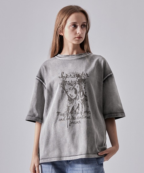 CLEL クレイル ビンテージデザイン Tシャツ 天使柄 CLEL】High Vintage Design Short Sleeve Print T-shirt/ハイ