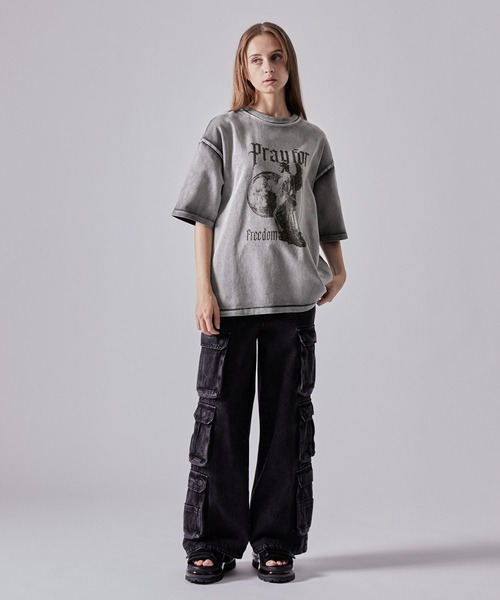 CLEL クレイル ビンテージデザイン Tシャツ 天使柄 CLEL】Vintage Design Short Sleeve Pigment Print T-Shirt