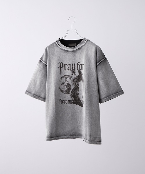 CLEL クレイル ビンテージデザイン Tシャツ 天使柄 CLEL】Vintage Design Short Sleeve Pigment Print T-Shirt