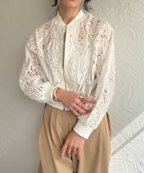 新品タグ付き⭐︎レースブルゾン セール】レースシアZIPーブルゾン（ブルゾン）｜deux amour