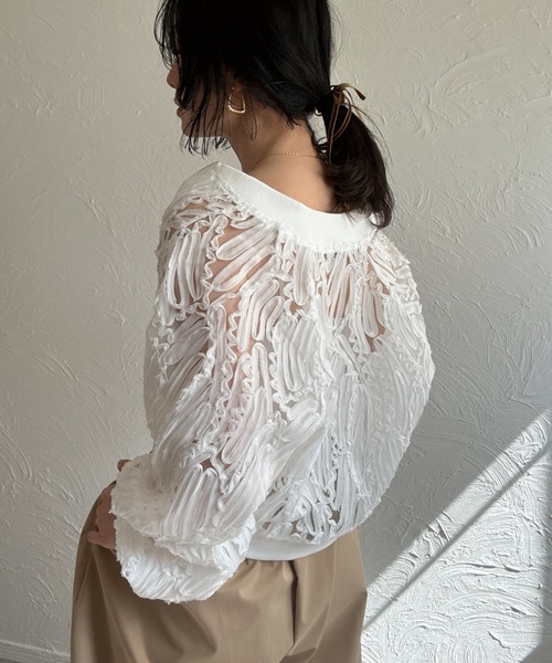 deux amour（ドゥーザムール）の「レースシアZIPーブルゾン（ブルゾン・レディース・ブラック/ホワイト・FREE）」の6枚目の写真