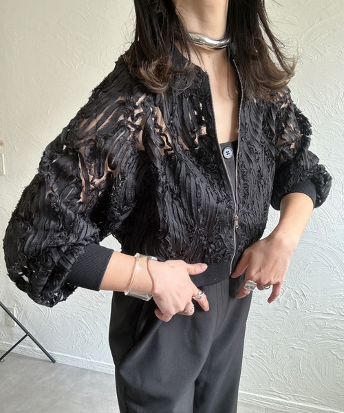 deux amour（ドゥーザムール）の「レースシアZIPーブルゾン（ブルゾン・レディース・ブラック/ホワイト・FREE）」の22枚目の写真