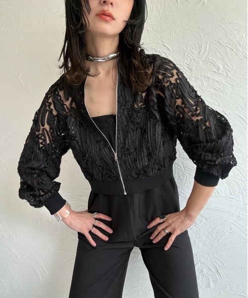 deux amour（ドゥーザムール）の「レースシアZIPーブルゾン（ブルゾン・レディース・ブラック/ホワイト・FREE）」の16枚目の写真