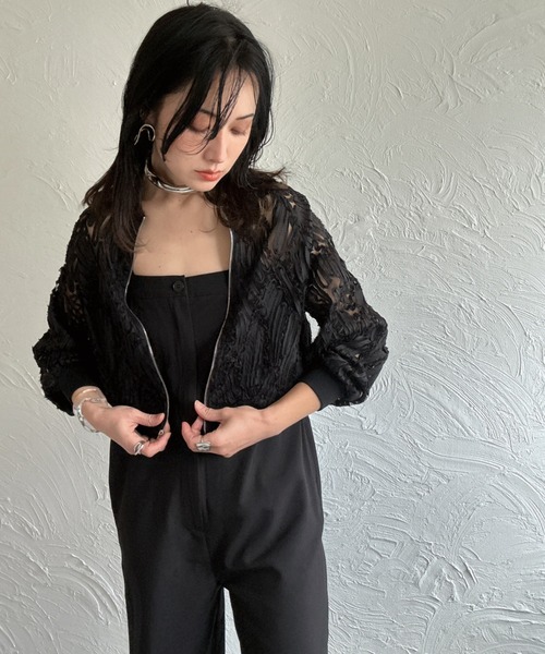 deux amour（ドゥーザムール）の「レースシアZIPーブルゾン（ブルゾン・レディース・ブラック/ホワイト・FREE）」の19枚目の写真