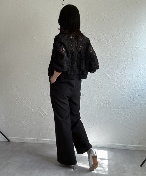 deux amour（ドゥーザムール）の「レースシアZIPーブルゾン（ブルゾン・レディース・ブラック/ホワイト・FREE）」の12枚目の写真