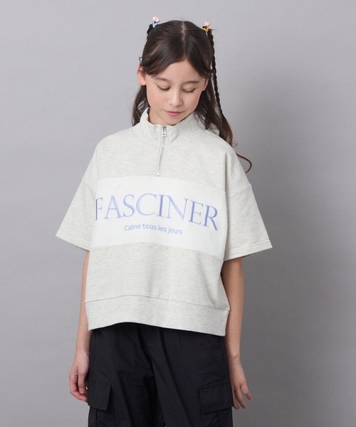 a.v.v（アーヴェヴェ）の「【毛玉になりにくい/程よく伸びる】[130]ハーフジップロゴスウェット（Tシャツ/カットソー・キッズ・ブラック/ライトグレー・130）」の3枚目の写真