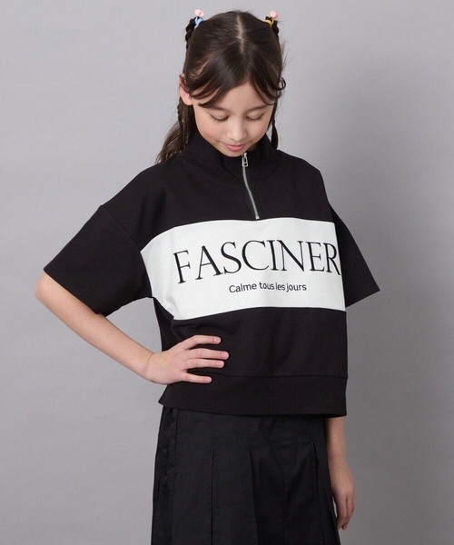 a.v.v（アーヴェヴェ）の「【毛玉になりにくい/程よく伸びる】[130]ハーフジップロゴスウェット（Tシャツ/カットソー・キッズ・ブラック/ライトグレー・130）」の14枚目の写真