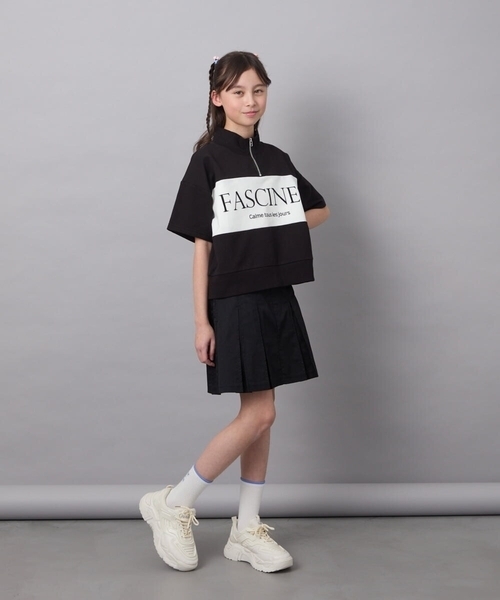 a.v.v（アーヴェヴェ）の「【毛玉になりにくい/程よく伸びる】[130]ハーフジップロゴスウェット（Tシャツ/カットソー・キッズ・ブラック/ライトグレー・130）」の20枚目の写真