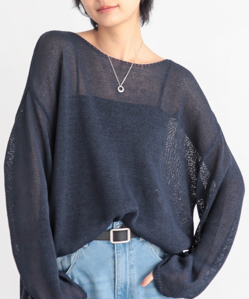 for/c（フォーシー）の「[新色追加]ペーパーヤーンプルオーバー【サスティナブル】（ニット/セーター・レディース・アイボリー/インディゴブルー/チャコールグレー/ラベンダー/ブラウン/ネイビー・M/L/LL）」の4枚目の写真