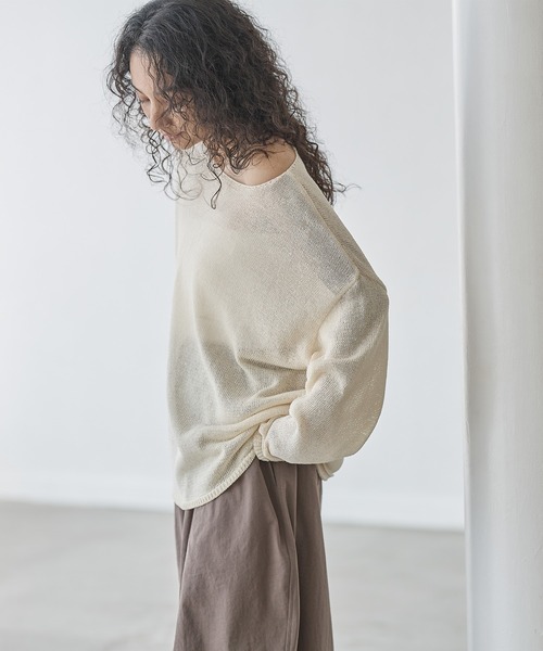 for/c（フォーシー）の「[新色追加]ペーパーヤーンプルオーバー【サスティナブル】（ニット/セーター・レディース・アイボリー/インディゴブルー/チャコールグレー/ラベンダー/ブラウン/ネイビー・M/L/LL）」の12枚目の写真