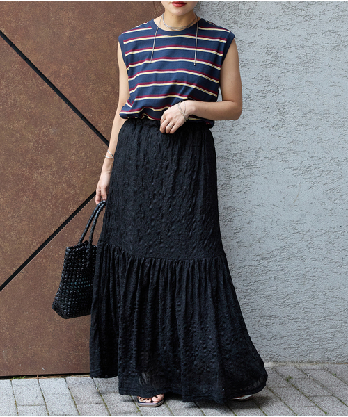 JOURNAL STANDARD（ジャーナルスタンダード）の「ストレッチレーススカート（スカート・レディース・アイボリー/ブラック・FREE）」の6枚目の写真