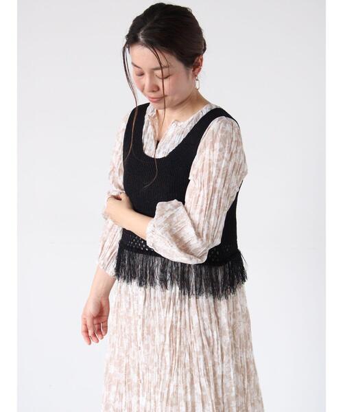 Lugnoncure(ルノンキュール)の「フリンジニットビスチェ(ニット/セーター・レディース・ブラック/オフホワイト・F)」の7枚目の写真