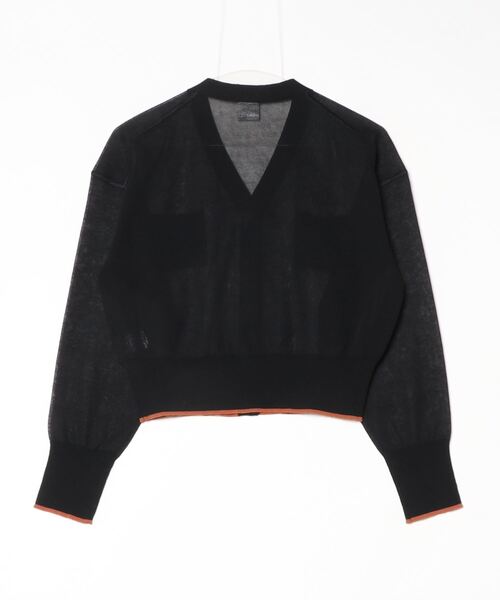 Paul Smith（ポールスミス）の「ウィメンズ シアー カーディガン / 155252 KN161（カーディガン/ボレロ・レディース・ブラック/ダークブルー/ホワイト・MEDIUM）」の13枚目の写真