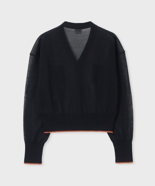 Paul Smith（ポールスミス）の「ウィメンズ シアー カーディガン / 155252 KN161（カーディガン/ボレロ・レディース・ブラック/ダークブルー/ホワイト・MEDIUM）」の3枚目の写真