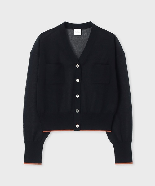 Paul Smith（ポールスミス）の「ウィメンズ シアー カーディガン / 155252 KN161（カーディガン/ボレロ・レディース・ブラック/ダークブルー/ホワイト・MEDIUM）」の7枚目の写真