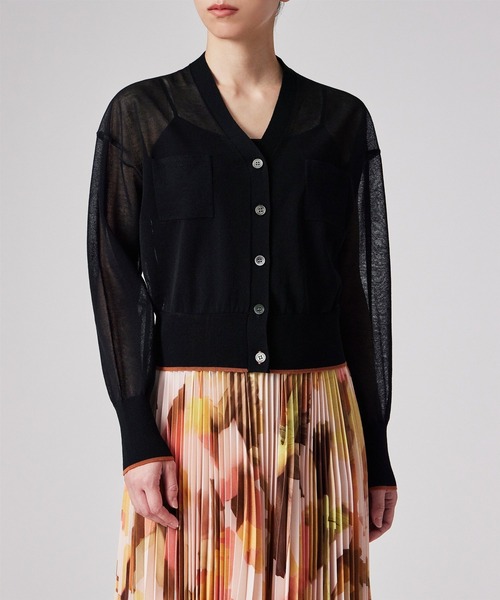 Paul Smith（ポールスミス）の「ウィメンズ シアー カーディガン / 155252 KN161（カーディガン/ボレロ・レディース・ブラック/ダークブルー/ホワイト・MEDIUM）」の18枚目の写真