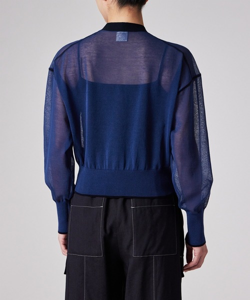 Paul Smith（ポールスミス）の「ウィメンズ シアー カーディガン / 155252 KN161（カーディガン/ボレロ・レディース・ブラック/ダークブルー/ホワイト・MEDIUM）」の22枚目の写真