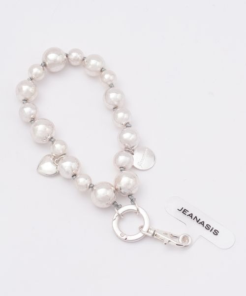 JEANASIS（ジーナシス）の「ビーズスマホストラップ/414151（スマホグッズ・レディース・シルバー/クリア/ブラウン系その他/グリーン・FREE）」の3枚目の写真