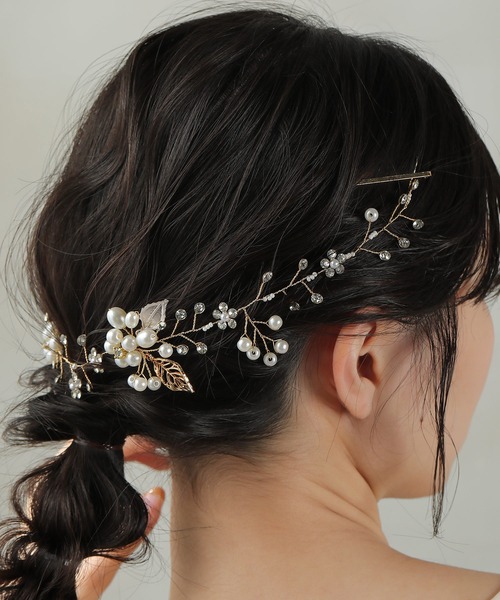 niku【前撮りセット】レースドレス　パールヘアアクセ ac9】 レースフラワーパールワイヤーアクセサリー – B'sweet