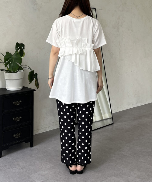 新品◆お薦め”ガウディ◆プリーツフリル＆白レース装飾が可愛い！人気の黒Ｔシャツ Amazon | [Gfuracefuliayer] レース Tシャツ レディース 夏