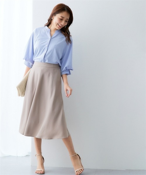 7days Life Styling(セブンデイズライフスタイリング)の「【しわになりにくい・ストレッチ】フレアスカート(とろみシリーズ)(スカート・レディース・ネイビー/モカ/ブラック・M/L/LL)」の7枚目の写真