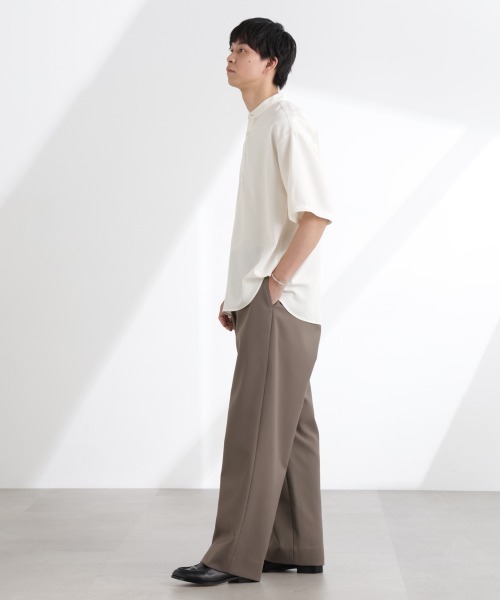 NANO universe(ナノユニバース)の「テックリネンバンドカラープルオーバーシャツ 半袖(シャツ/ブラウス・メンズ・ホワイト/ネイビー/ブラウン/チャコール・S/M/L/XL)」の9枚目の写真