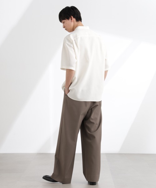 NANO universe(ナノユニバース)の「テックリネンバンドカラープルオーバーシャツ 半袖(シャツ/ブラウス・メンズ・ホワイト/ネイビー/ブラウン/チャコール・S/M/L/XL)」の11枚目の写真