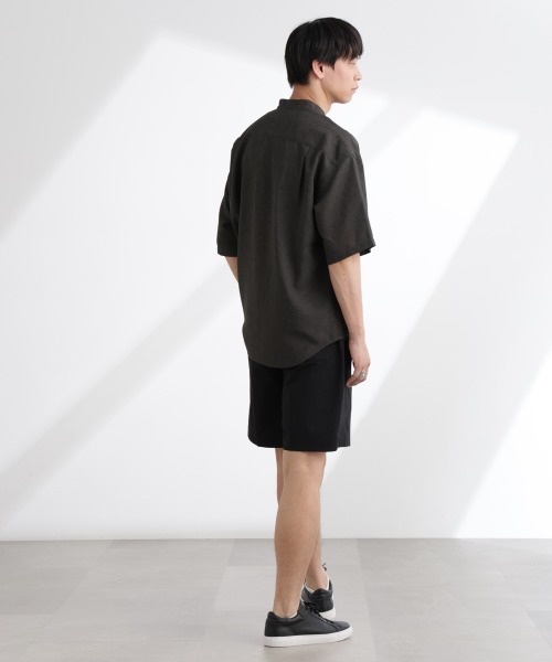 NANO universe(ナノユニバース)の「テックリネンバンドカラープルオーバーシャツ 半袖(シャツ/ブラウス・メンズ・ホワイト/ネイビー/ブラウン/チャコール・S/M/L/XL)」の18枚目の写真