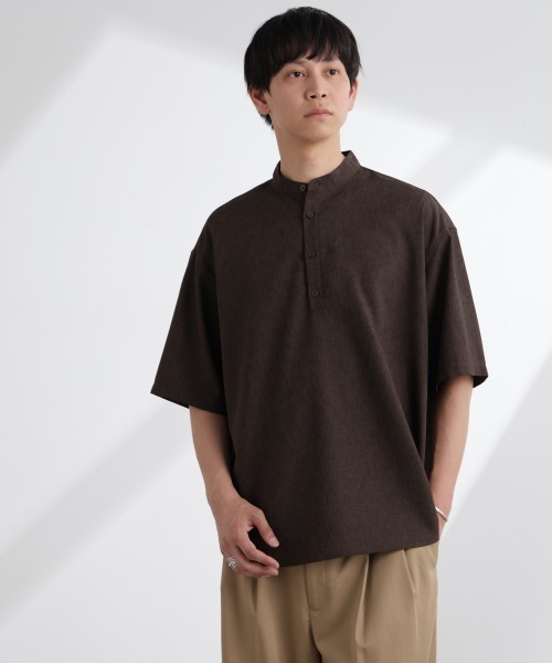 NANO universe(ナノユニバース)の「テックリネンバンドカラープルオーバーシャツ 半袖(シャツ/ブラウス・メンズ・ホワイト/ネイビー/ブラウン/チャコール・S/M/L/XL)」の19枚目の写真