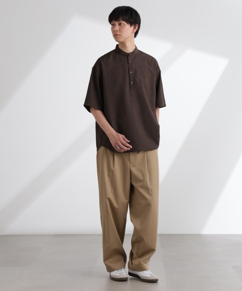 NANO universe(ナノユニバース)の「テックリネンバンドカラープルオーバーシャツ 半袖(シャツ/ブラウス・メンズ・ホワイト/ネイビー/ブラウン/チャコール・S/M/L/XL)」の22枚目の写真