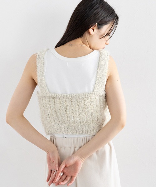 RAGEBLUE(レイジブルー)の「ラメフェザーヤーンビスチェ(ベスト・レディース・ホワイト/ブラック・FREE)」の9枚目の写真