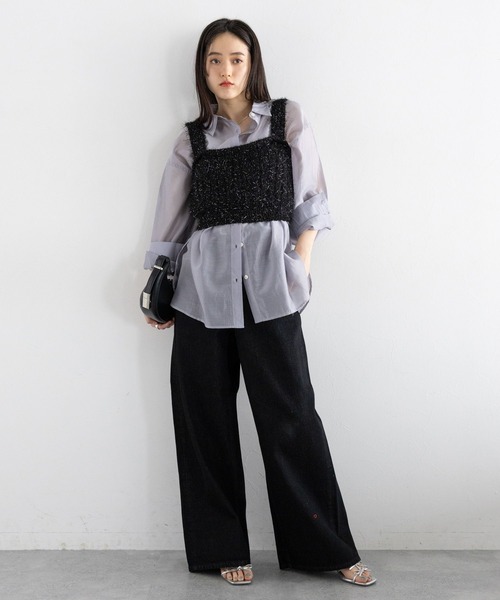 RAGEBLUE(レイジブルー)の「ラメフェザーヤーンビスチェ(ベスト・レディース・ホワイト/ブラック・FREE)」の10枚目の写真