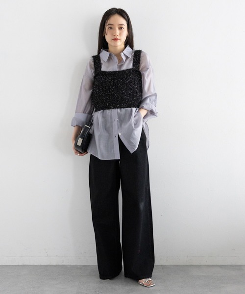 RAGEBLUE(レイジブルー)の「ラメフェザーヤーンビスチェ(ベスト・レディース・ホワイト/ブラック・FREE)」の12枚目の写真