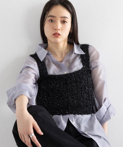 RAGEBLUE(レイジブルー)の「ラメフェザーヤーンビスチェ(ベスト・レディース・ホワイト/ブラック・FREE)」の13枚目の写真