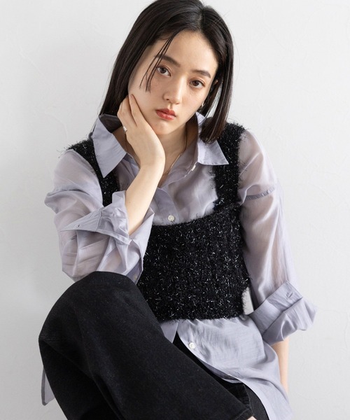 RAGEBLUE(レイジブルー)の「ラメフェザーヤーンビスチェ(ベスト・レディース・ホワイト/ブラック・FREE)」の15枚目の写真