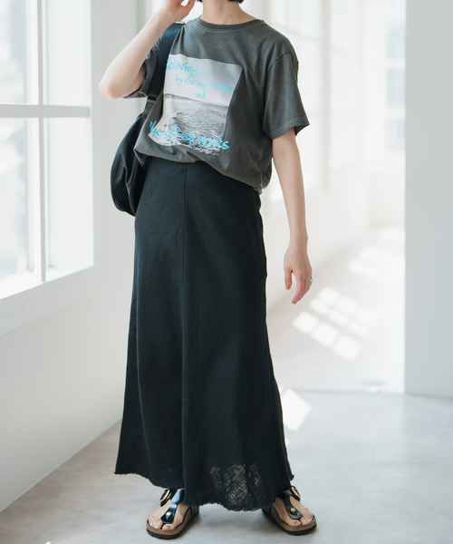 【値下げ】YLEVE リネンフレアスカート 良品 YLEVE イレーヴ リネン フレア スカート ブラック サイズ 0