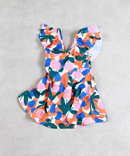 Ocean&Ground（オーシャン&グラウンド）の「【UVカット】フレアカラーワンピース水着（水着・キッズ・ブラック/マルチ/オレンジ・80/90/100/110/120/130/140）」の3枚目の写真
