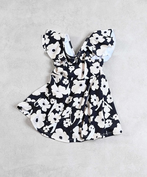 Ocean&Ground（オーシャン&グラウンド）の「【UVカット】フレアカラーワンピース水着（水着・キッズ・ブラック/マルチ/オレンジ・80/90/100/110/120/130/140）」の2枚目の写真